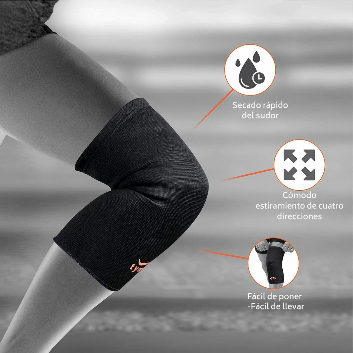Par Rodillera Elastica Tynor Deportiva Compresion Para Gym