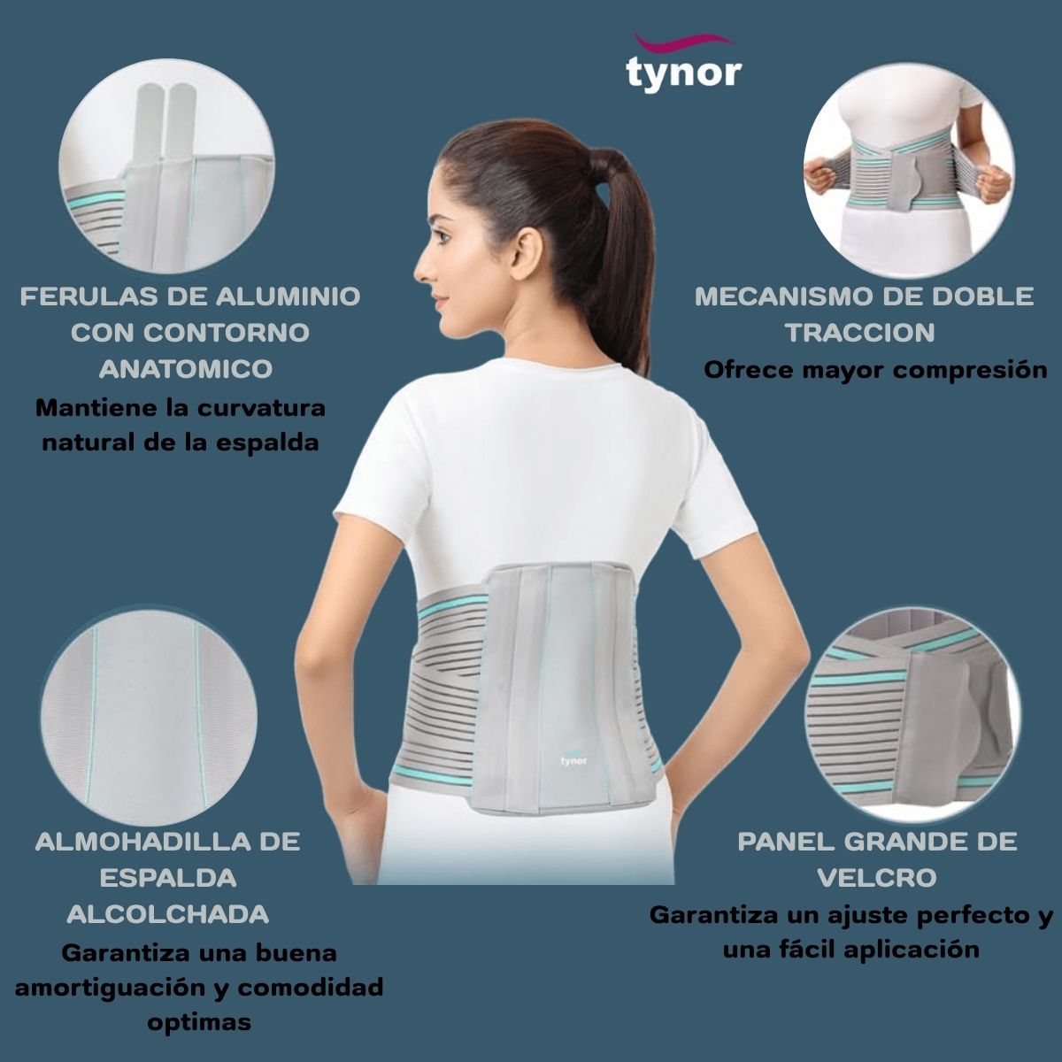 Faja Sacrolumbar Tynor Varilla Rigida Alivio Uso Diario