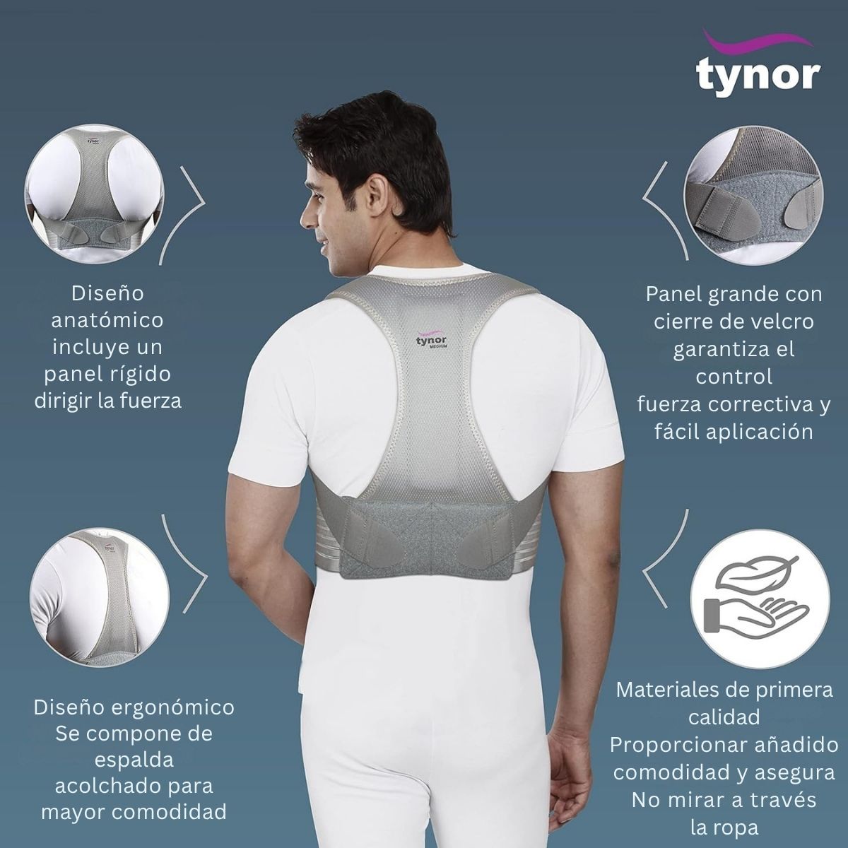 Corrector Postura Tynor Ajustable Uso Diario Preventivo