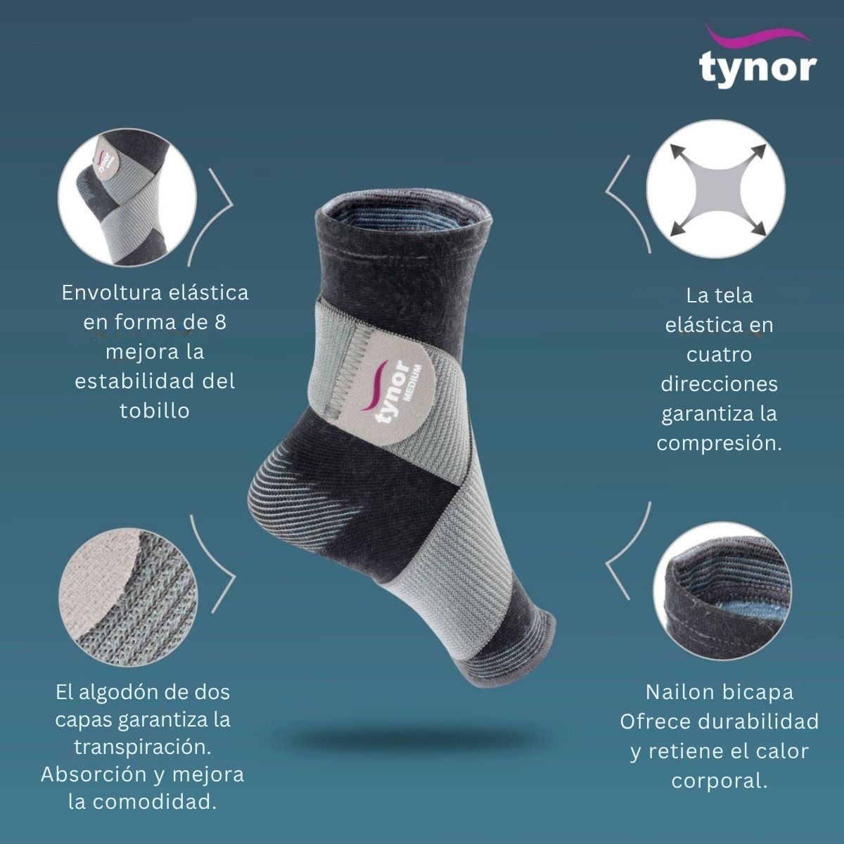 Tobillera Elastica Tynor Cintas En Ocho Ortopedia Amidiestra
