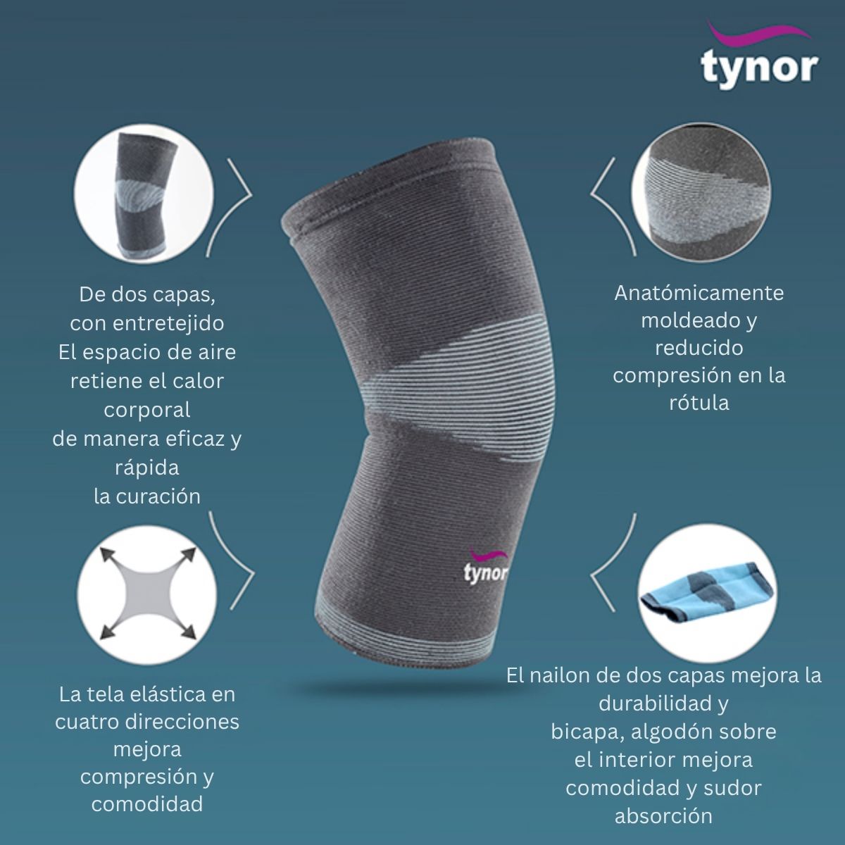 Rodillera Comfeel Tynor Elastico Par Leve Compresion Tubular