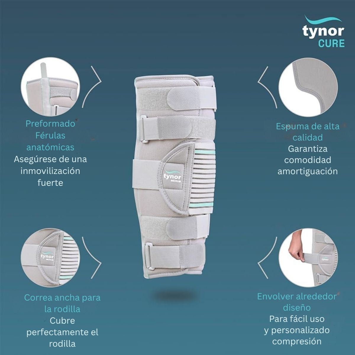 Rodillera Tripanel Tynor Niños Inmovilizadora Rígido Cómodo