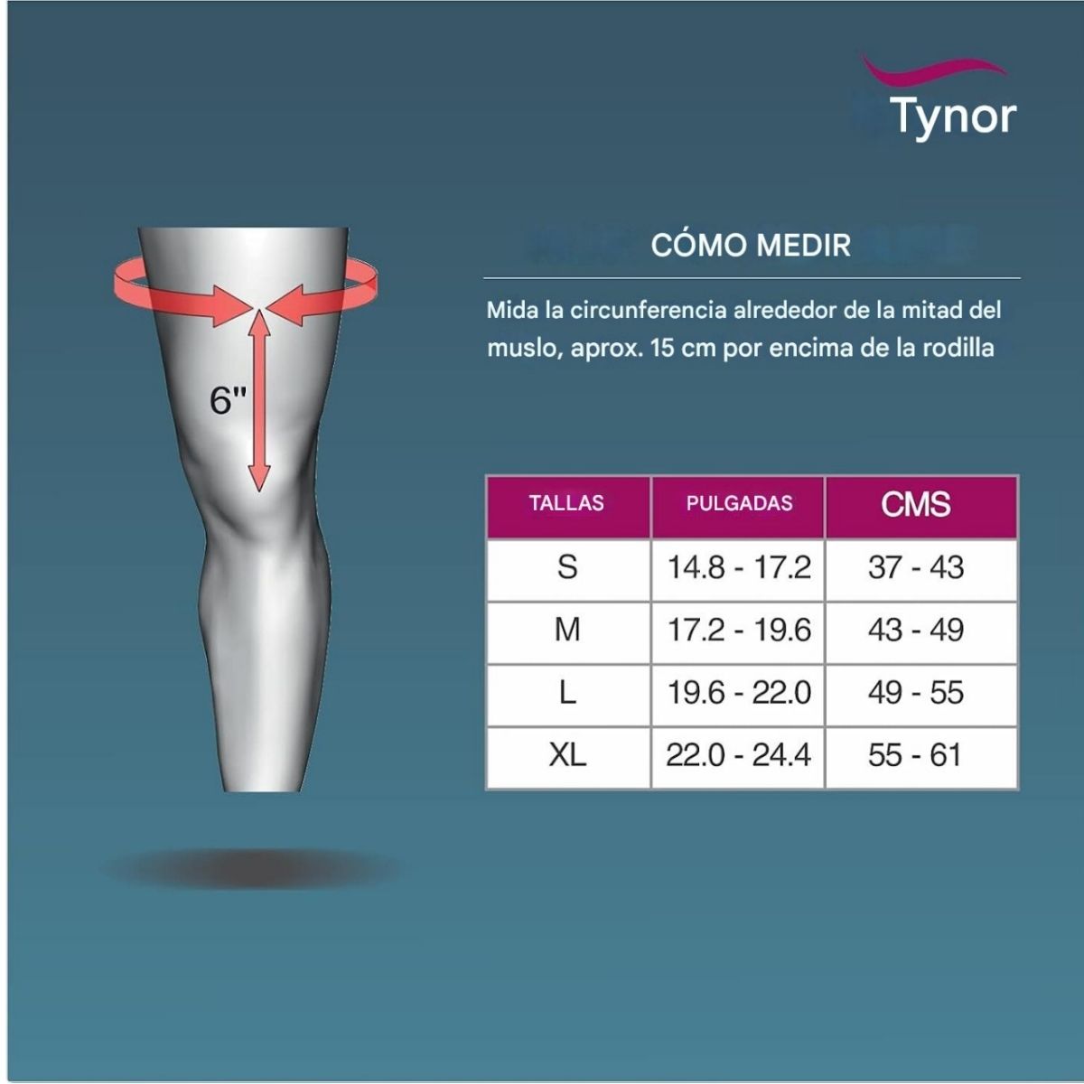Soporte Rodillera Tynor Compresión Con Aro Silicon Cerrada