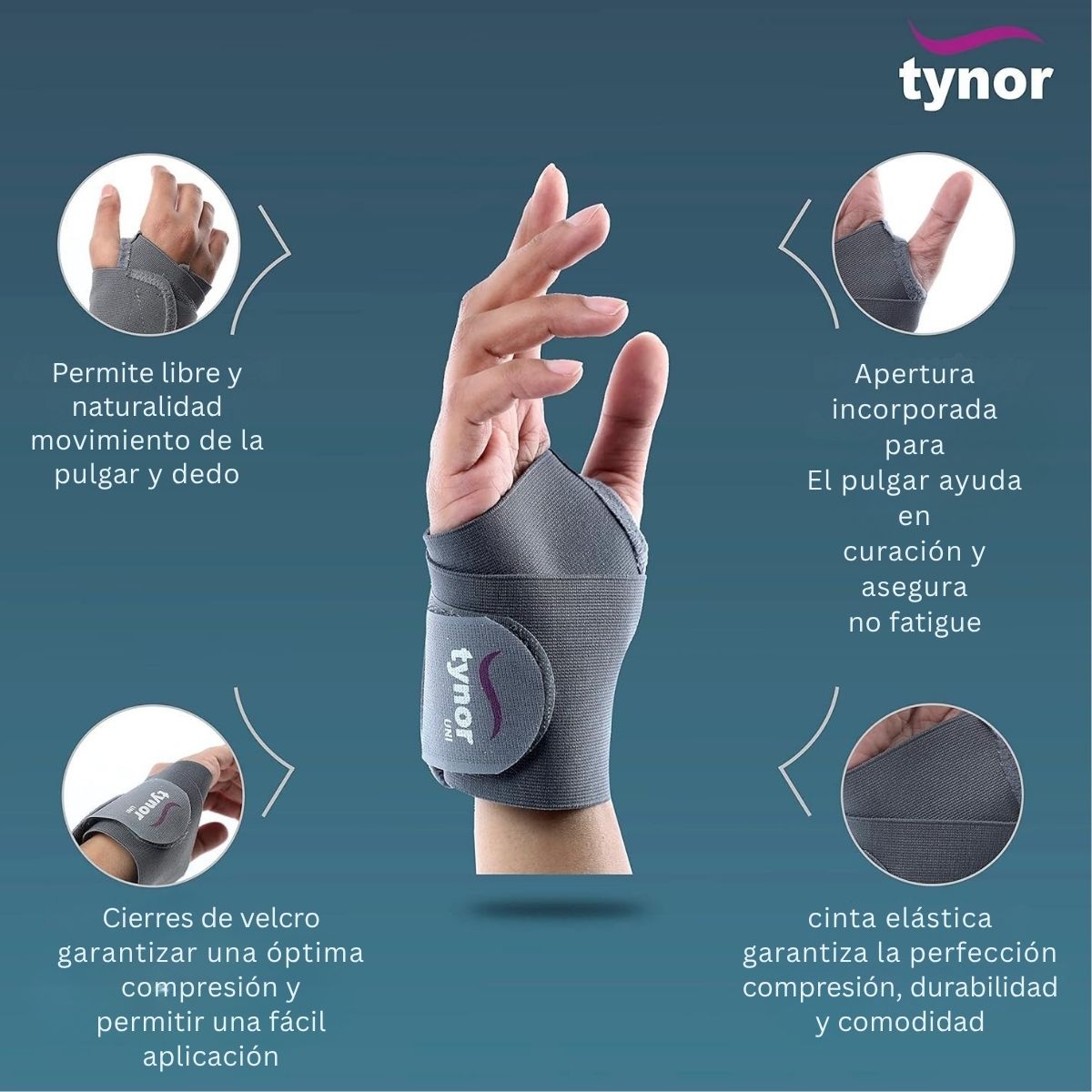 Muñequera Elastica Tynor P/Pulgar Ortopedia Rehabilitacion