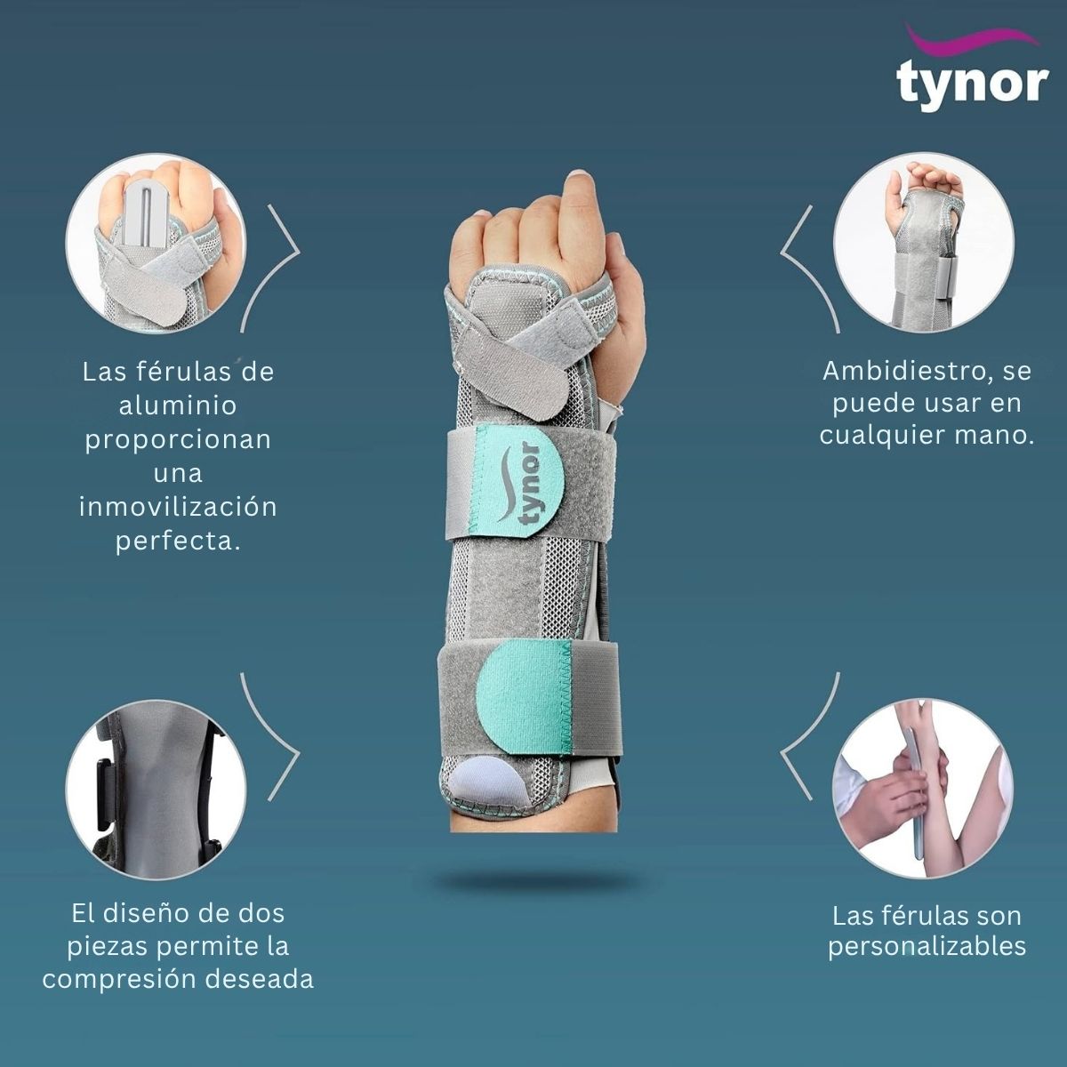 Férula Antebrazo Tynor Ambidiestra Entablillado Doble Varilla