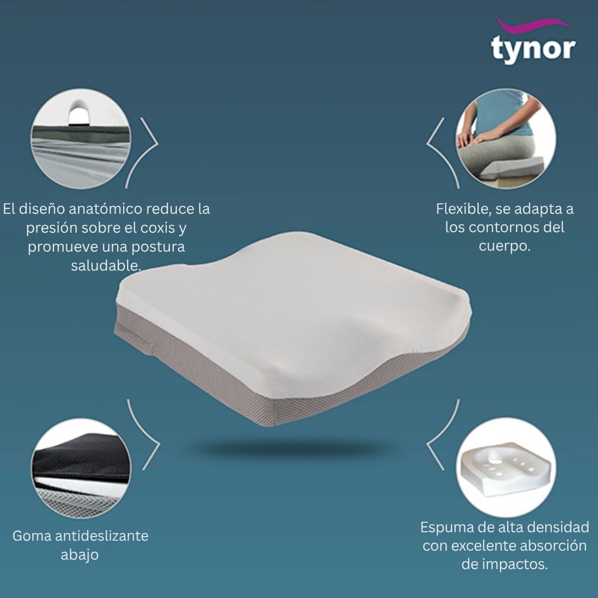 Cojin P/Coxis Tynor Comodo Ortopedico Silla Auto Ergonomico