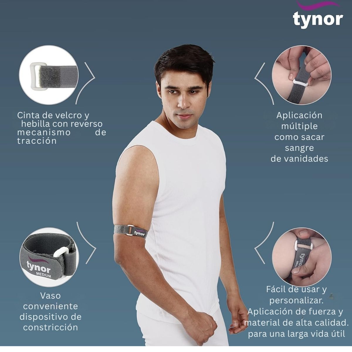 Torniquete Tynor Medico Ligadura Enfermería Ajustable Gris