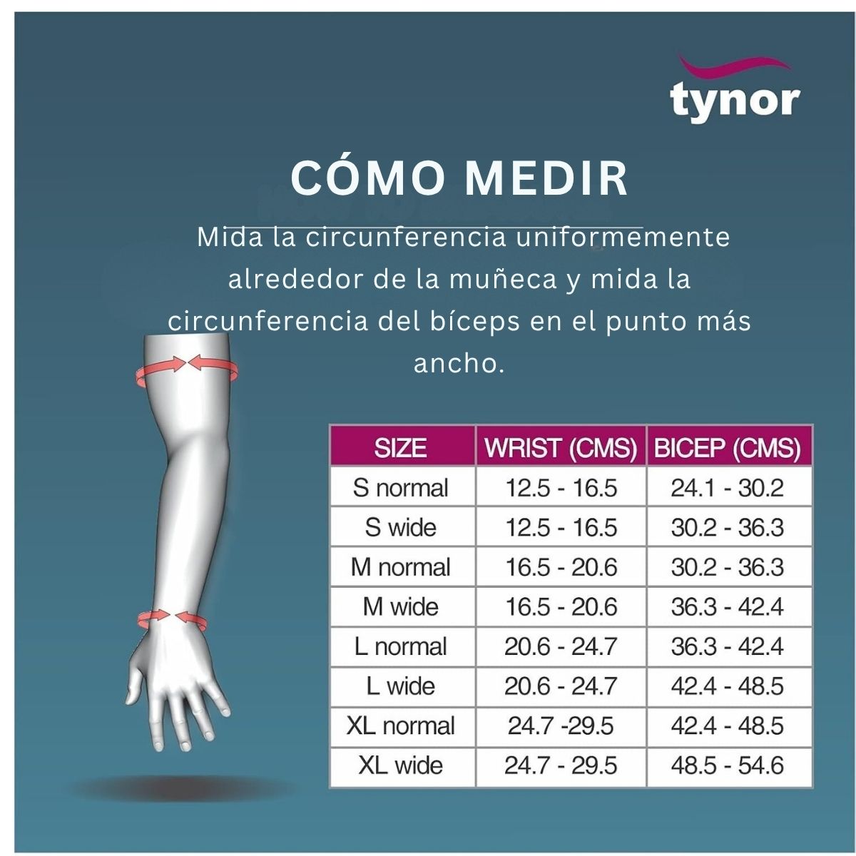 Manga elástica Tynor Agarre Pulgar Compresion Graduada
