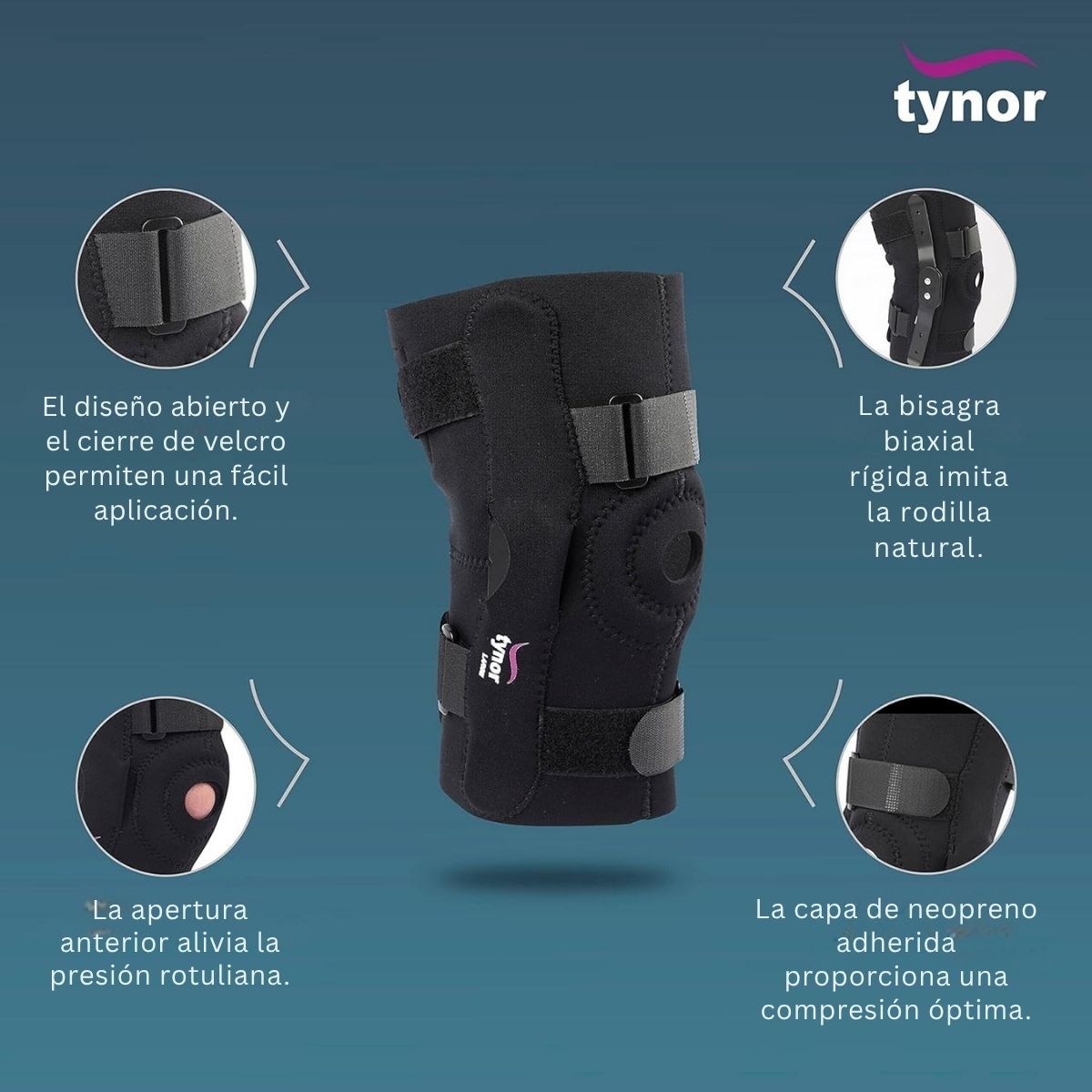 Rodillera Mecánica Tynor Abierta Neopreno Adulto Rigido