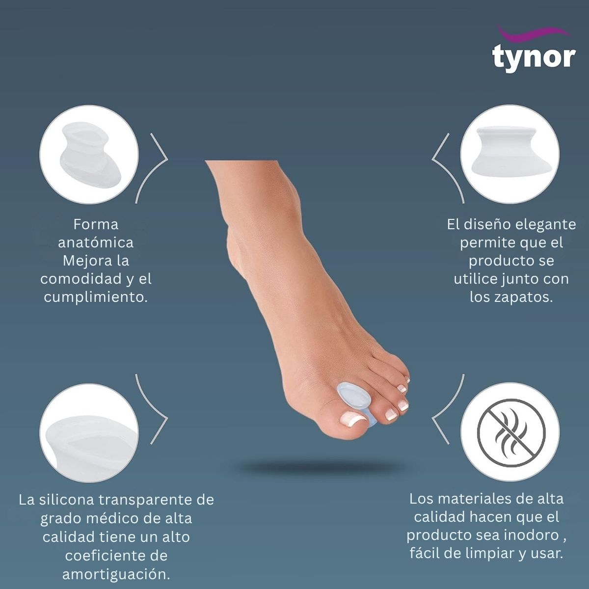Separadores De Dedos Tynor Silicón Juanetes Comodo
