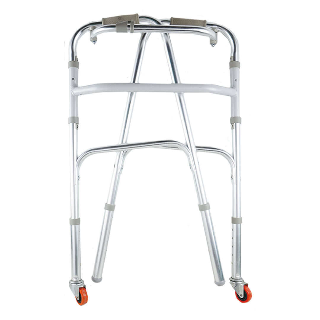 Andadera de aluminio reforzada, con ruedas - Producto ortopédico