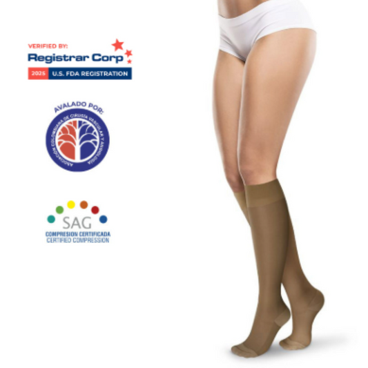 Media a la Rodilla Punta Cerrada Opaca 15-20mmHg