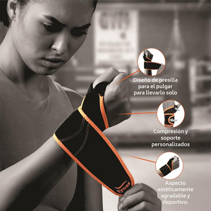 Par Muñequera Deportiva Tynor C/pulgar Gym Neon Crossfit