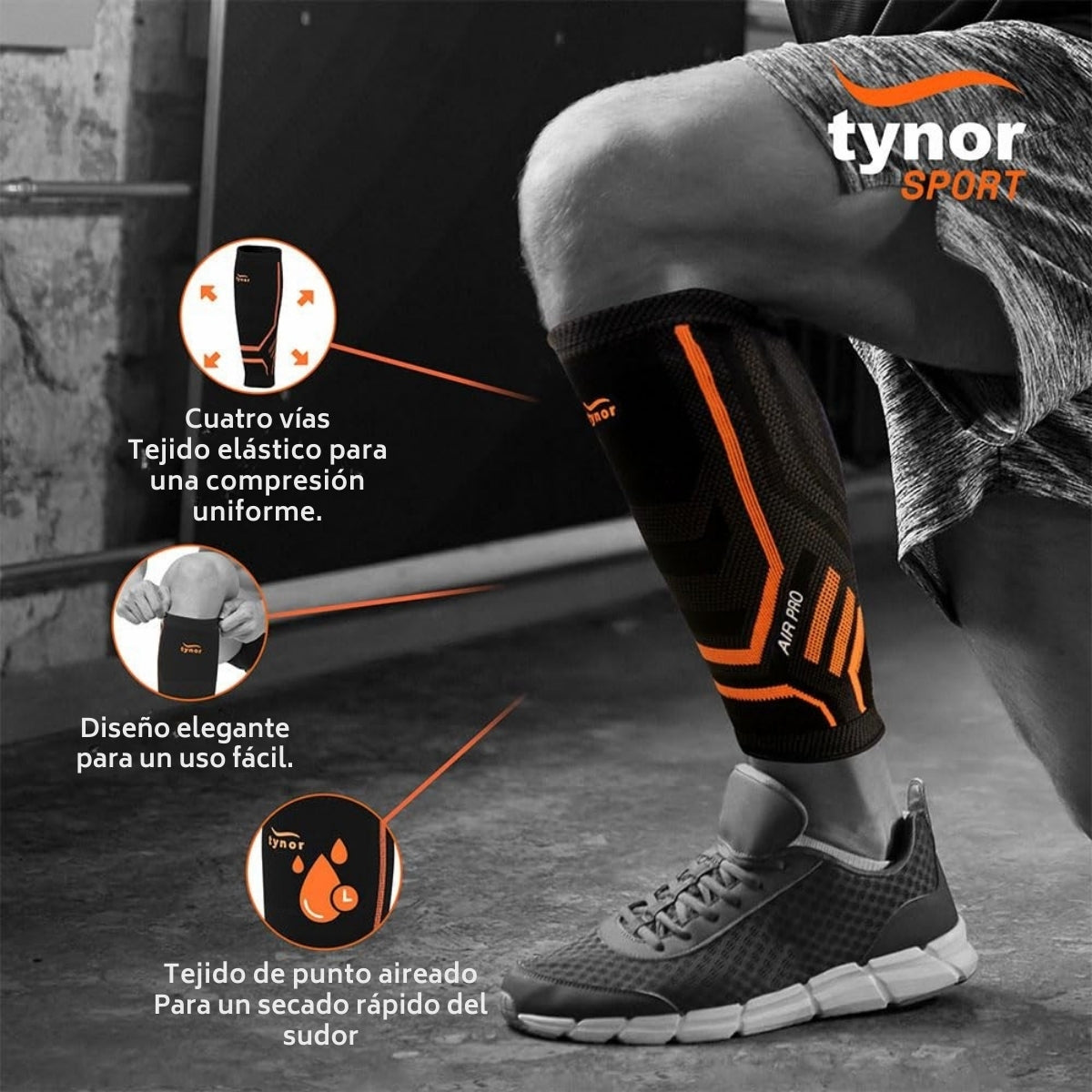 Espinillera P/gym Tynor Compresion Pantorrilla Crossfit