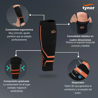 Espinillera P/gym Tynor Compresion Pantorrilla Crossfit
