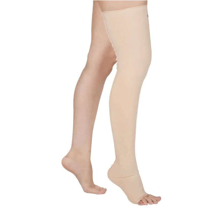 Media compresión al muslo, pie abierto - Producto ortopédico