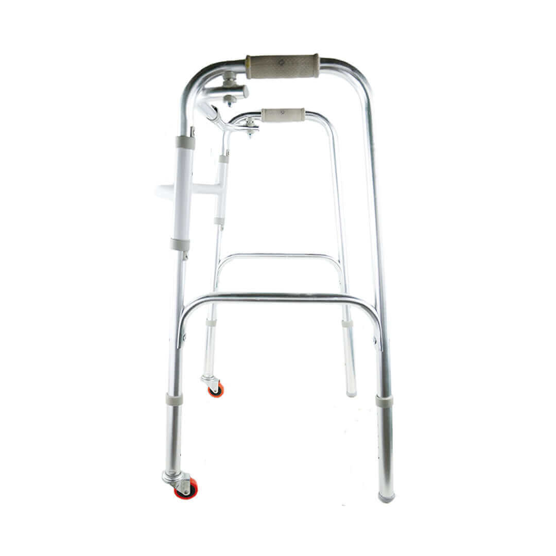 Andadera de aluminio reforzada, con ruedas - Producto ortopédico