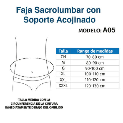 Faja Sacrolumbar con soporte acojinado - Producto ortopédico