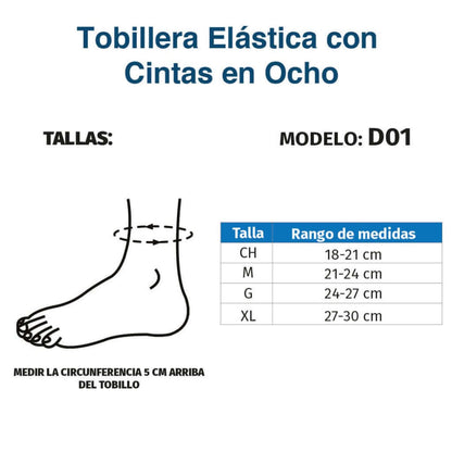 Tobillera Elástica con Cinta en Ocho - Producto ortopédico