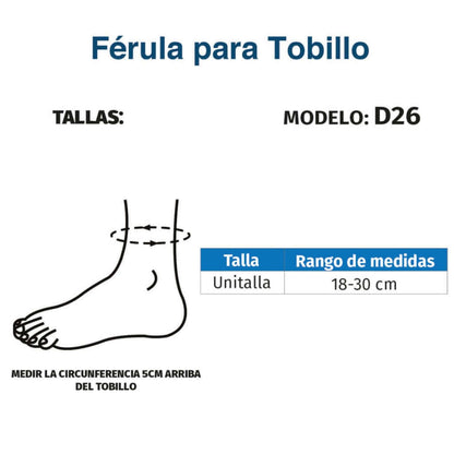 Férula para Tobillo, ambidiestro - Producto ortopédico