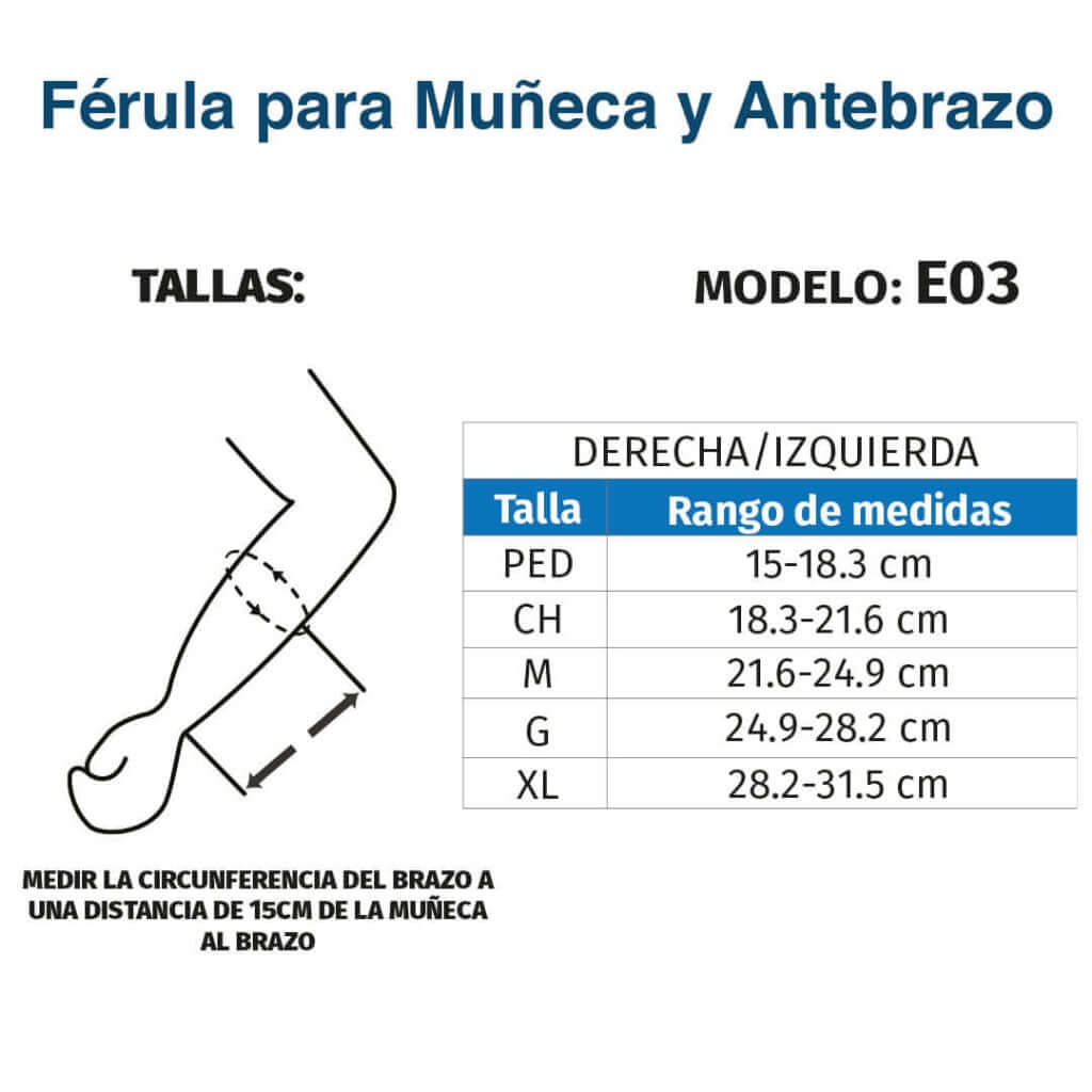 Férula para muñeca y antebrazo semirrígida - Producto ortopédico