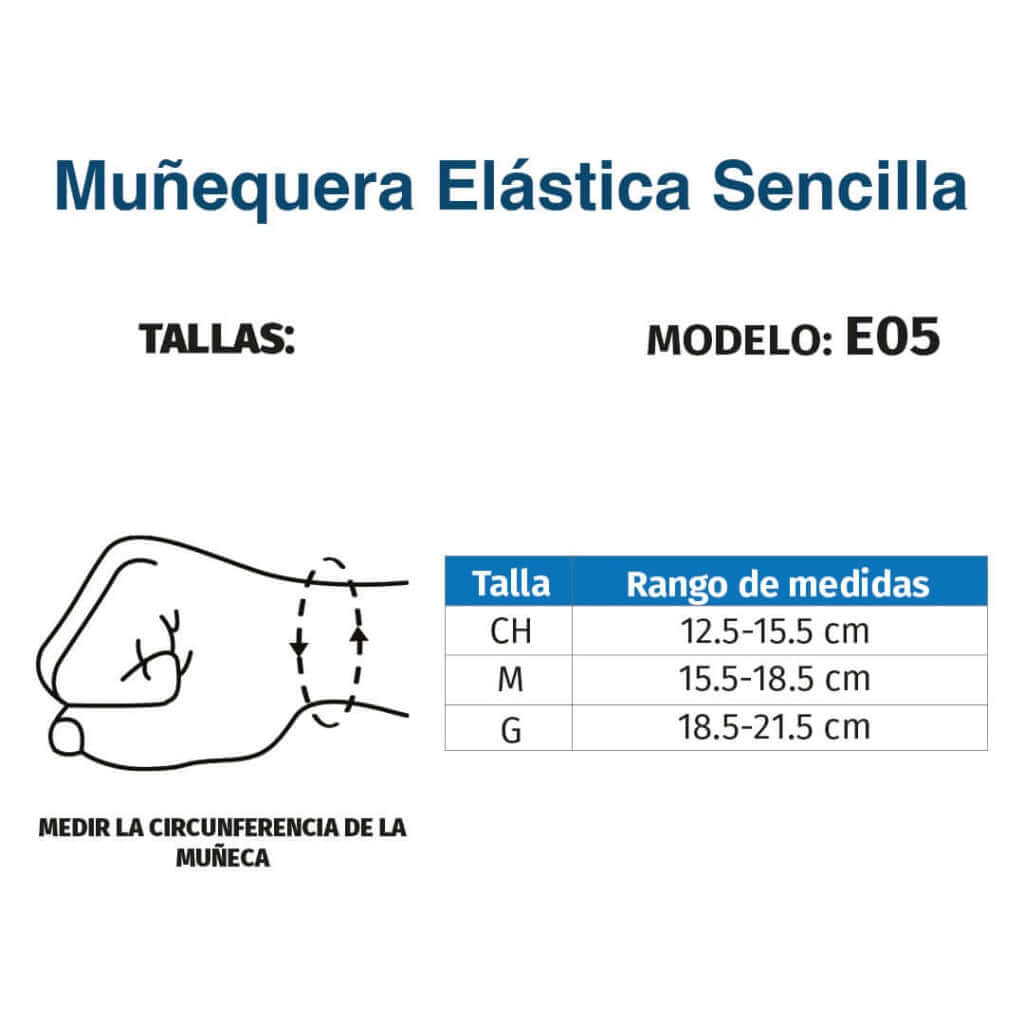 Muñequera elástica con doble seguro - Producto ortopédico