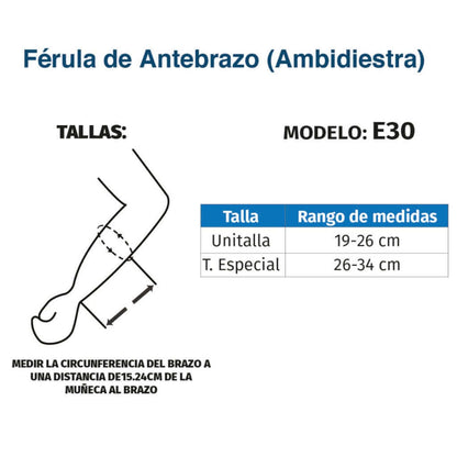 Férula para muñeca y antebrazo doble varilla - Producto ortopédico