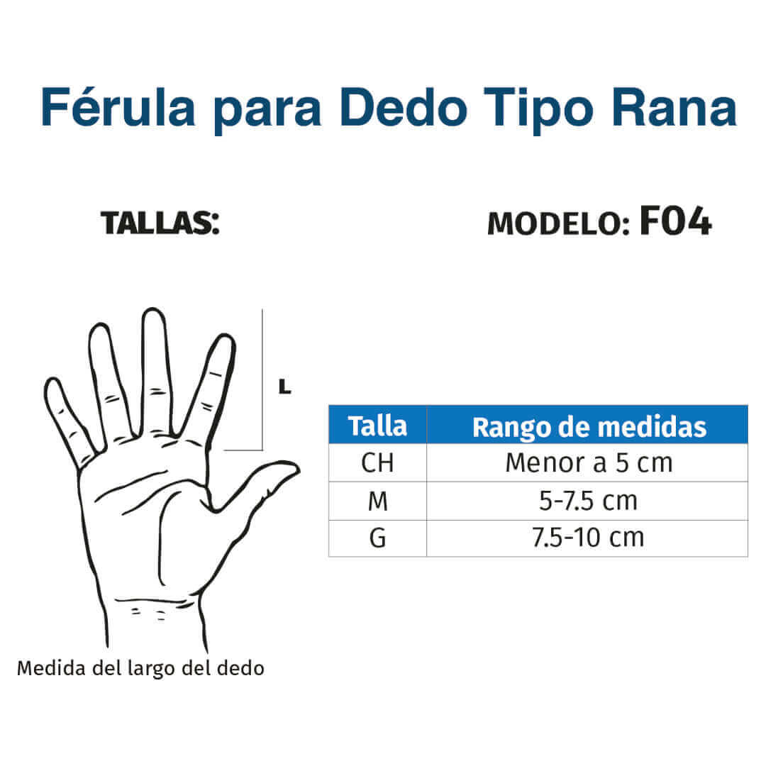 Férula para dedo, tipo rana - Producto ortopédico