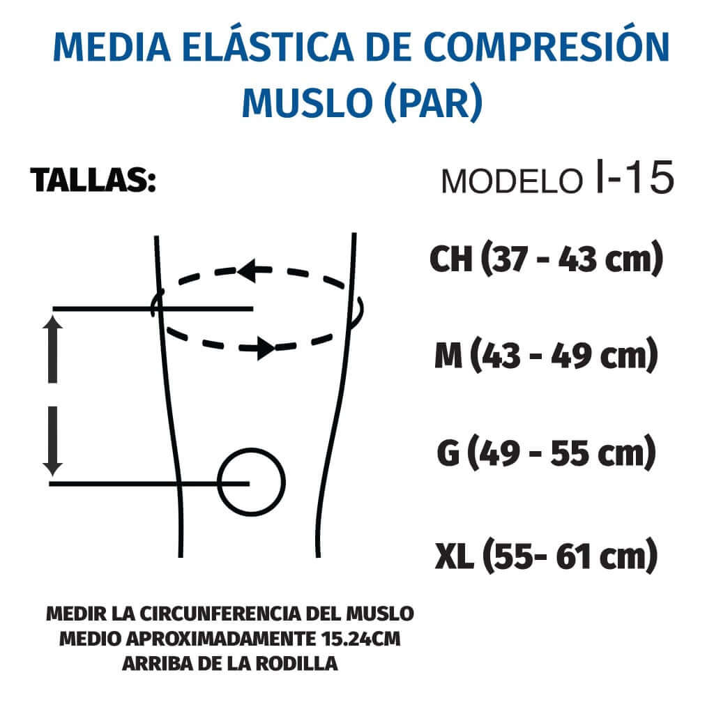 Medias elásticas de compresión, al muslo - Producto ortopédico